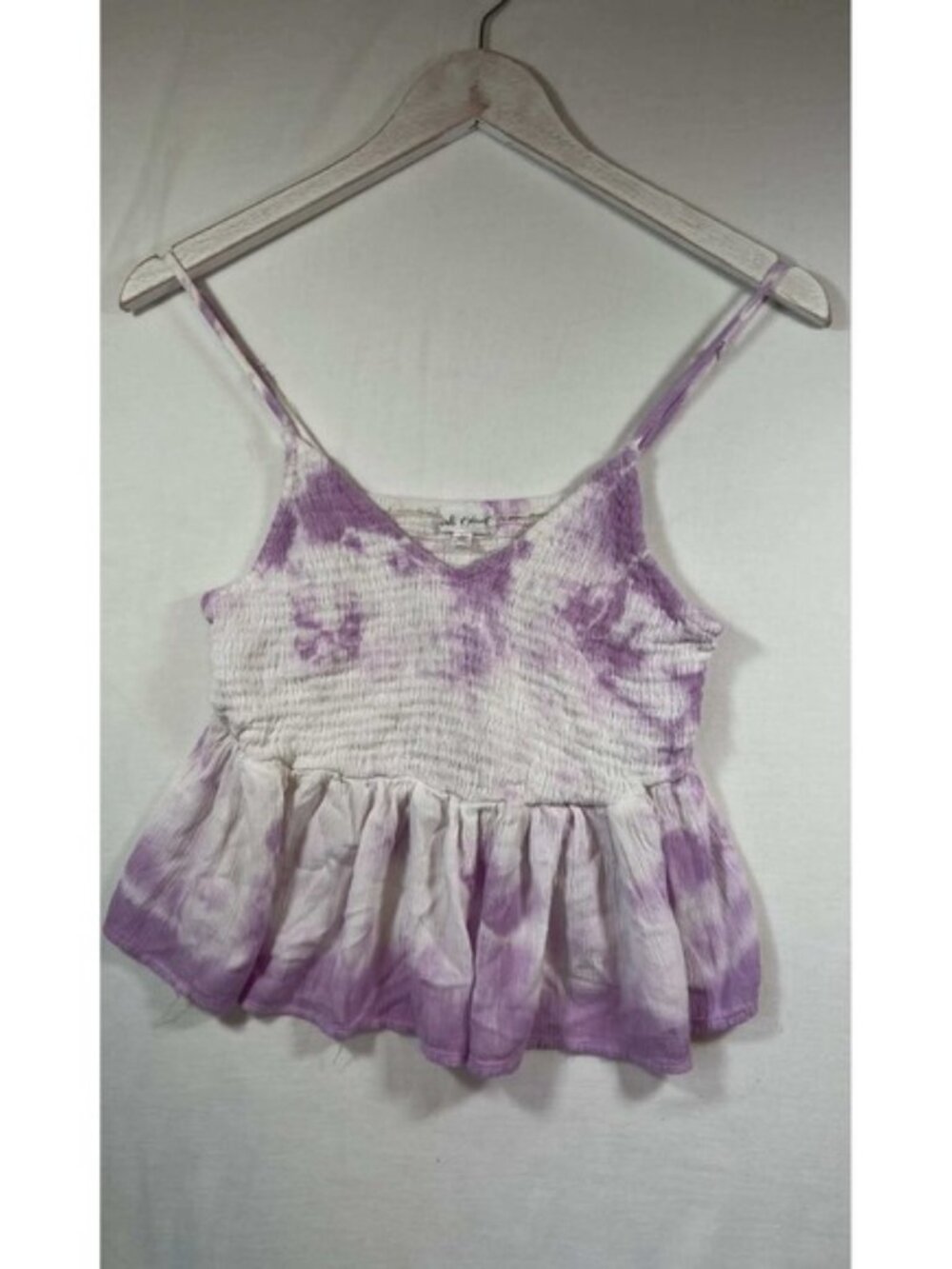 Kiwi‎ & Punch Purple Tie Dye Smocked Peplum Cami Top Medium Boho Festival Cami